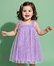 Babyhug Woven Sleeveless Party Mesh Dress With Foil Polka Dot Print - Lilac
