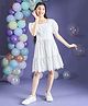Cherry & Jerry Cotton Half Puffed Sleeves Schiffli Embroidered Dress - White