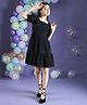 Cherry & Jerry Cotton Half Puffed Sleeves Schiffli Embroidered Dress - Black