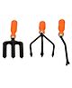 Go Hooked  3 Pcs Gardening Tools Kit   Hand Cultivator, Hand Weeder, Hand Weeding Fork (Orange & Black) (3 Pcs Set).