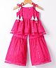 Saka Designs Silk Sleeveless Kurta Gharara Set with Tassle & Sequin Detailing - Dark Pink