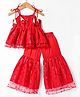 Saka Design Silk Woven Sleeveless Kurta & Gharara Set with Sequin and Mirror - Red