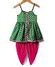 Saka Designs Cotton Woven Sleeveless Bandhani Printed Indo Western Sets - Green & Dark Pink