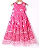 Saka Designs Silk Woven Sleeveless Frock with Floral Embroidery -Pink