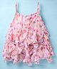Dew Drops Chiffon Woven Sleeveless Frock With Floral Print - Peach