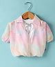 Dew Drops Chiffon Woven Half Sleeves Tie & Dye Shirt Style Top - Peach