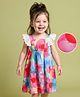 Mark & Mia Frill Sleeves Frock with Floral Print - Light Blue