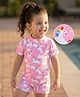 Mark & Mia Half Raglan Sleeves Legged Swimsuit with Unicorn Print - Pink