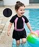 Mark & Mia Half Sleeves Legged Swimsuit with Skirt - Black