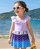 Babyhug Frill Sleeves Printed Frock Swimsuit - Purple
