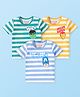 Babyhug Marvel Single Jersey Knit Half Sleeves T-Shirts with Stripes & Avengers Graphics Pack of 3 - Yellow Blue & Green