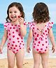 Mark & Mia Sleeveless V Cut Swimsuit Strawberry Print - Pink