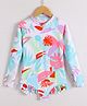 Mark & Mia Full Sleeves V Cut Swimsuit With Leaf Print - White