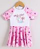 Mark & Mia Half Raglan Sleeves Frock Swimsuit With Unicorn Print - White & Pink