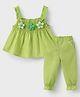 Mark & Mia Sleeveless Top & Legging Set with Floral Applique & Smocking - Light Green