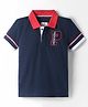 Pepe Jeans Cotton Knit Half Sleeves Polo T-Shirt with Text Print - Navy Blue