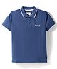 Pepe Jeans Cotton Knit Half Sleeves Solid Color Polo T-Shirt with Logo Detailing - Navy Blue