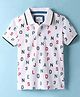Pepe Jeans Cotton Knit Half Sleeves Polo T-Shirt with Text & Numbers Print - Off White