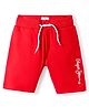 Pepe Jeans Cotton Elastane Woven Above Knee Length Shorts With Brand Print - Red
