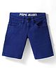 Pepe Jeans Cotton Elastane Woven Above Knee Length Solid Shorts - Navy Blue