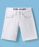 Pepe Jeans Cotton Elastane Woven Above Knee Length Solid Shorts - Off White