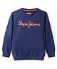 Pepe Jeans Cotton Woven Full Sleeves Sweatshirt with Brand Logo Text Print - Navy Blue
