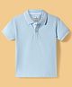 Pepe Jeans Cotton Knit Half Sleeves Solid Color Polo T-Shirt with Logo Detailing - Aqua Blue