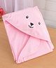 Simply Terry Knit Hooded Towel & Wrapper with Bear Embroidery L 80 x B 80 cm - Pink