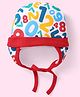 Babyhug 100% Cotton Knit Tie Knot Cap with Number Print Red - Diameter 14 cm