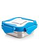 Steellock Smart Stainless Steel Tiffin Lunch Box For Kids and Adults | Airtight & Leakproof | Square Tiffin Box For School & Office With Steel Lid | Blue 250 ml