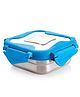 Steel Lock Smart Stainless Steel Tiffin Lunch Box For Kids and Adults | Airtight & Leakproof | Square Tiffin Box For School & Office With Steel Lid | Blue 360 ml