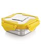 Steellock Smart Stainless Steel Tiffin Lunch Box For Kids and Adults | Airtight & Leakproof | Square Tiffin Box For School & Office With Steel Lid | Yellow 360 ml