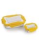 Steellock Smart Stainless Steel Tiffin Lunch Box For Kids and Adults 2 pc Set | Airtight & Leakproof | Rectangle Combo Tiffin Box For School & Office With Steel Lid | (1pc - 750ml & 1pc - 170ml) Yellow