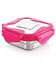 Steellock Smart Stainless Steel Tiffin Lunch Box For Kids and Adults | Airtight & Leakproof | Square Tiffin Box For School & Office With Steel Lid | Pink 250 ml