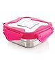 Steellock Smart Stainless Steel Tiffin Lunch Box For Kids and Adults | Airtight & Leakproof | Square Tiffin Box For School & Office With Steel Lid | Pink 360 ml