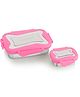 Steellock Smart Stainless Steel Tiffin Lunch Box For Kids and Adults 2 pc Set | Airtight & Leakproof | Rectangle Combo Tiffin Box For School & Office With Steel Lid | (1pc - 750ml & 1pc - 170ml) Pink