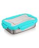 Steellock Smart Stainless Steel Tiffin Lunch Box For Kids and Adults | Airtight & Leakproof | Rectangle Tiffin Box For School & Office With Steel Lid | Turquoise 550ml