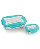 Steellock Smart Stainless Steel Tiffin Lunch Box For Kids and Adults 2 pc Set | Airtight & Leakproof | Rectangle Combo Tiffin Box For School & Office With Steel Lid | (1pc - 750ml & 1pc - 170ml) Turquoise