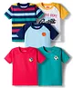 Babyhug Cotton Knit Half Raglan Sleeves T-Shirts with Sports Print & Stripes Pack of 5 - Multicolor