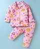 Little Darlings Sinker Knit Full Sleeves Night Suit With Rainbow & Butterfly Print - Pink