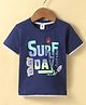 ToffyHouse Single Jersey Knit Half Sleeves T-Shirt with Beach Theme Print - Navy Blue