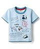 ToffyHouse Single Jersey Knit Half Sleeves T-Shirt with Nautical Theme Print & Patch Detailing - Light Blue