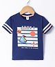 ToffyHouse Single Jersey Knit Half Sleeves T-Shirt with Beach Theme Print - Navy Blue