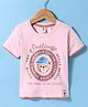 ToffyHouse Single Jersey Knit Half Sleeves T-Shirt with Text Print - Light Pink