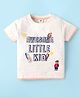 ToffyHouse Single Jersey Knit Half Sleeves T-Shirt with Awesome Little Kid Text Print - Cream