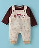Wonderchild Teddy Bear Embroidered & Boats Printed Romper With Full Sleeves Solid Tee - Brown & Skin