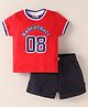 Wonderchild Half Sleeves Typography Printed Tee With Shorts - Red