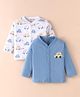 Wonderchild Pack Of 2 Full Sleeves Car Printed & Embroidered Vests - Blue & White