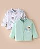 Wonderchild Pack Of 2 Full Sleeves Elephants Printed & Embroidered Vests - Sea Green & White