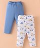 Wonderchild Pack Of 2 Vehicles Printed & Solid Leggings - Blue & White